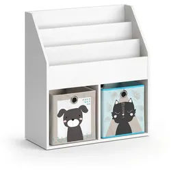 Vicco Kinderregal Luigi Weiß 72 x 79 cm mit 2 Faltboxen opt.4 , Holzwerkstoff , 5 Fächer , Rechteckig , 72x79x30.7 cm , Babymöbel & Kindermöbel, Babyzimmer, Babyregale & Kinderregale
