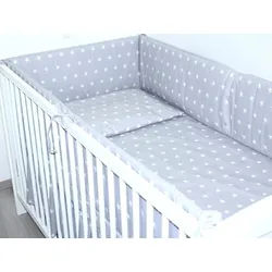Primawela Bettnestchen Nestchen 420 cm Bettumrandung Baby Bett Kinder Nest Kopfumrandung grau