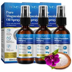 ALIVER Gesichts- und Körperspray Pure Magnesiumöl Spray für Sport Muskel Entspannung 60ml, 3-tlg., 60ML