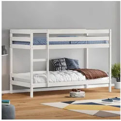 IDIMEX Etagenbett FELIX, Hochbett für 2 Kinder 90x200cm, Kiderbett mit Leiter Massivholz weiß weiß