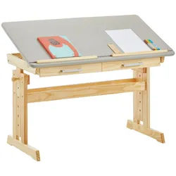 Idimex Kinderschreibtisch Olivia , Naturfarben, Grau , Holz , Kiefer , Mode , 109x130x55 cm , FSC Mix , Babymöbel & Kindermöbel, Kinderzimmer & Jugendzimmer, Kinderschreibtische