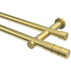 GARDINENSTANGE Platon Elanto 360 cm (geteilt in 2 x 180 cm), 2-läufig (ohne Ringe), 20 mm Ø Messing-Optik