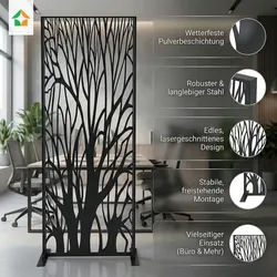 Dekoratives Metallpaneel Metallsichtschutzwand ca. 150 x 50 cm - Schwarz Auenland
