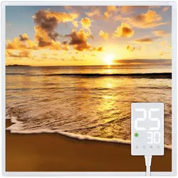 Heidenfeld Infrarotheizung HF-HP105, mit Bild, 16 Motive, 10 J. Garantie, Thermostat, Wandmontage (400 Watt, Strand1)