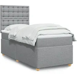 vidaXL Boxspringbett, Boxspringbett mit Matratze Hellgrau 100x200 cm Stoff