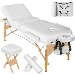 tectake Massageliege-Set 3 Zonen, 218 x 102 x 90 cm, weiß , Weiß , Holz , 102x90x218 cm , Ce , Freizeit & Co, Wellness & Gesundheit, Gesundheit