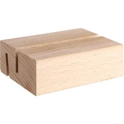 Kartenhalter aus Holz, Sockel für variables Stecksystem MODUL 74 mm | Buchenholz | gerader und schräger Einsteckschlitz