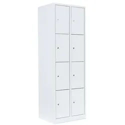 Lüllmann Schließfachschrank - 2 Abteile - 8 Fächer weiß