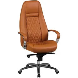 Mid.you Chefsessel , Hellbraun , Leder , Echtleder, Kombination Echtleder/Lederlook , Rindleder , Sternfuß , 68x130x68 cm , Wippfunktion, Wippmechanik mit Härtegradeinstellung, Sitzfläche 360° drehbar, inklusive Armlehnen , Büromöbel, Bürostühle, Chefsessel