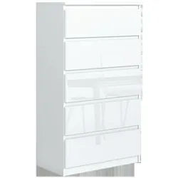 Raumhirsch Furniture Kommode, Sideboard, Kommode für das Schlafzimmer - Wohnzimmer (Maße: 70 × 39 × 124,5 cm, 5 Schubladen, Rollenschienen), viele Farbvarianten - Hochwertig & stabil weiß