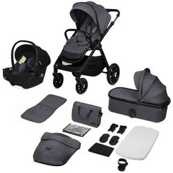 Lionelo Kinderwagenset , Grau , 3-teilig , 62x115x94 cm , EN 1888 , Baby on Tour, Kinderwagen, Kombikinderwagen