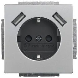 Busch-Jaeger SCHUKO® Steckdosen-Einsatz mit 2x USB-Steckdose (Edelstahl)