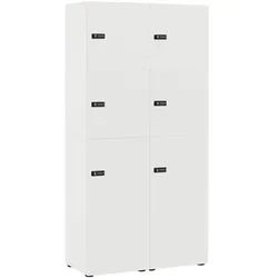 Möbelpartner Spind-Set »Locked« 6x1 mit Zahlenschloss weiß, 90.8x185.2x40.7 cm