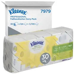 Kleenex® UltraTM Handtuchpapier, 2-lagig, 31,5 x 21,5 cm, Weiße Papierhandtücher mit Interfold-Falzung, 1 Karton = 30 Packungen à 124 Tücher = 3720 Tücher