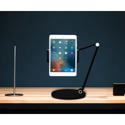 YOZI Tablet-Halterung Handy Tablet Halterung Ständer aus Alu 360° drehbar, (verstellbar & 360° drehbar & Schwenkarm) schwarz