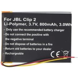 Akku passend für JBL Clip 2 Li-Polymer Akku GSP383555 3,7V, 800mAh, 3,0Wh, built-in, ohne Werkzeug