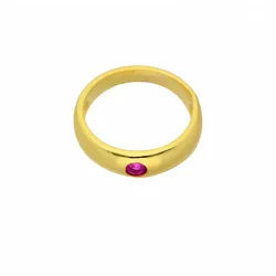 Adelia ́s Kette mit Anhänger Damen 585 Gold Anhänger Taufring mit Rubin Ø 11,2 mm, Schmuckset - Set mit Halskette rot