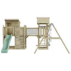 OutdoorToys Spielturm Malou, aus Holz in Mintgrün mit Trapezschaukel mit Rutsche grün