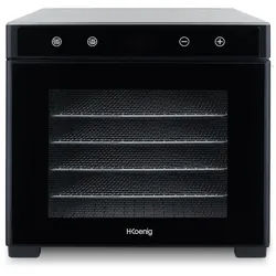 H.Koenig DSY900 Dörrgerät, Obst, Gemüse, Kräuter, 6 herausnehmbare Trocknerplatten, variable Thermostat von 35 ° bis 75 °C, Touchscreen, 650 W