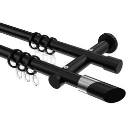 GARDINENSTANGE Platon Verano 360 cm (geteilt in 2 x 180 cm), 2-läufig, 20 mm Ø Schwarz