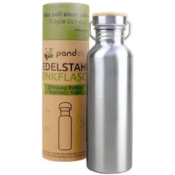 pandoo Trinkflasche Wiederverwendbare Edelstahl Trinkflasche, mit oder ohne Isolierung, Edelstahl 750 ml