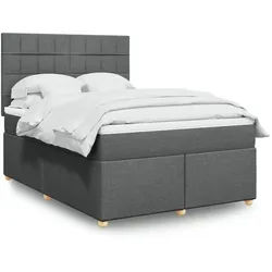 vidaXL Boxspringbett, Boxspringbett mit Matratze Dunkelgrau 160x200 cm Stoff