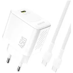 A28C 45W GaN Wall Charger + USB-C Cable - White