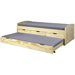 Mid.you Ausziehbett , Kieferfarben , Holz , Kiefer , massiv , Höhe ca. 12 cm , 90x200 cm , Babymöbel & Kindermöbel, Kinderzimmer & Jugendzimmer, Kinderbetten, Kinderbetten & Jugendbetten