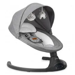 MoMi Babyschaukel MoMi KENANI ONYX - Elegante schwarze elektrische Wippe für Kleinkinder, Abnehmbares Schutzdach, Moskitonetz, Bluetooth-Einheit grau