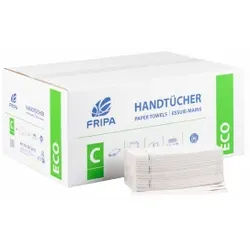 Fripa Papierhandtücher ECO, C-Falz, 25 x 33 cm, 2-lagige Handtücher aus recyceltem Material, 1 Karton = 24 Packungen à 128 Blatt = 3072 Blatt