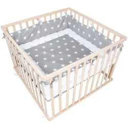 Roba Laufgitter 100x100, Little Stars , Naturfarben , Holzwerkstoff , Stern/Sternzeichen , Quadratisch , 100x72.5x100 cm , Babymöbel & Kindermöbel, Babyzimmer, Laufgitter