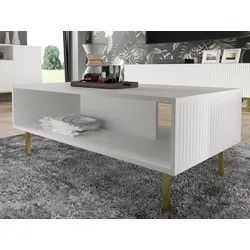 Raumhirsch Furniture Couchtisch Kaffeetisch, Wohnzimmertisch, Tisch mit Ablage und Stauraum (Maße 90 x 59,3 x 43 (H) cm, einfache Montage), Ablagefläche, stabile Konstruktion, modernes Design weiß 90 cm x 45 cm x 60 cm