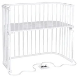 Babybay Beistellbett , Weiß , Holz , Buche , 112x96.5x62 cm , Lattenrost stufenlos höhenverstellbar, zur Sitzbank umbaubar, sehr stabil , Babymöbel & Kindermöbel, Babyzimmer, Babybetten, Beistellbetten