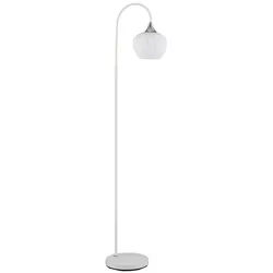 GLOBO LIGHTING Stehlampe, Leuchtmittel nicht inklusive, Stehleuchte Beistellleuchte Standlampe Glas weiß gemustert verchromt weiß