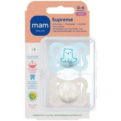 MAM Supreme Fopspeen Silikon Blau 0-6