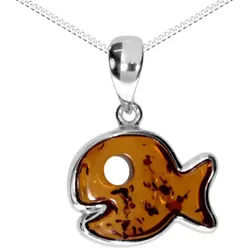 OSTSEE-SCHMUCK Kette mit Anhänger Ostsee-Schmuck Kette mit Anhänger Fisch Kette mit Anhänger Fisch (2-tlg) silberfarben 45 cm
