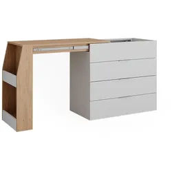 Vicco Basteltisch Iva Weiß 95.5 x 80 cm ausklappbar, 4 Schubladen , Holzwerkstoff , 6 Fächer , Rechteckig , 95.5x80x47 cm , Büromöbel, Schreibtische, Schreibtische