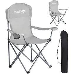 Relaxdays 2Xcampingstuhl , Grau , Metall, Textil, Kunststoff , 81x97x54 cm , Gartenmöbel, Gartensessel, Gartenklappstühle