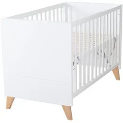 Roba 2-In-1 Baby- & Beistellbett Leon 60 x 120 , Weiß, Honigeiche , Holz , Rechteckig , eckig , 60x120 cm , Babymöbel & Kindermöbel, Babyzimmer, Babybetten, Gitterbetten
