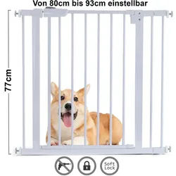 RAMROXX Treppenschutzgitter Absperrgitter Treppenschutz Metall weiß verstellbar 80 -93cm 77cm