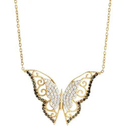 Kette mit Anhänger FIRETTI "Schmuck Geschenk Silber 925 Halsschmuck Halskette Ankerkette", gold (gelbgoldfarben, kristallweiß, schwarz), Halsketten, Damen, Silber 925 (Sterlingsilber), L: 45 B: 1mm, mit Zirkonia (synth.), B:1mm