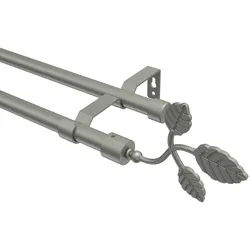 GARDINENSTANGE Olymp Alessia 420 cm (geteilt in 3 x 140 cm), 2-läufig (ohne Ringe), 16 mm Ø Chrom matt