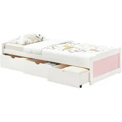 Idimex Bett MIA 90X200 Cm , Weiß, Rosa , Holz , Kiefer , Mode , 99x49x205 cm , FSC Mix , Kinder- & Jugendzimmer, Kindermöbel, Kinderbetten, Kindereinzelbetten