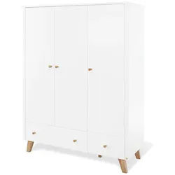 Pinolino Babykleiderschrank , Weiß, Eichefarben , Holz , Eiche , massiv , 5 Fächer , 2 Schubladen , 145x185x56 cm , Baby & Kindermöbel, Babyzimmer, Babyzimmer-serien