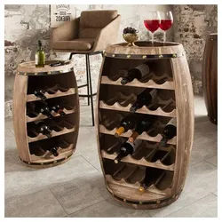 LebensWohnArt Weinregal Originelles Flaschenregal BOTELLA 80cm natur Weinfass Pienienholz