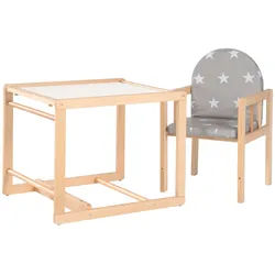 Kombihochstuhl 'Little Stars', Hochstuhl wandelbar zu Tisch & Stuhl, Holz natur, Sitz gepolstert