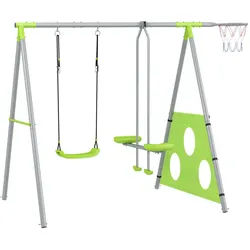 Aiyaplay Schaukelgestell, 4 in 1 Outdoor Schaukelgerüst mit Schaukel, Metallgestell , Grün , 180x215 cm , Outdoor Spielzeug
