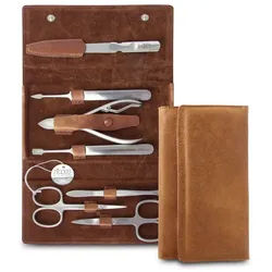 nippes Solingen Maniküre-Etui Maniküre-Set Whiskey, 7-teilig aus Rostfreiem Edelstahl, 7 tlg., mit Nagelzange braun