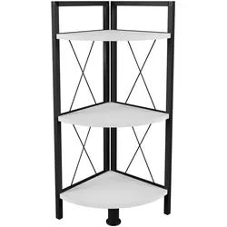 Mid.you Eckregal , Schwarz, Weiß , Holzwerkstoff , 3 Fächer , 34x87x34 cm , stehend , Kleinmöbel