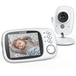 Boifun Babyphone Babyphone mit Kamera 3,2 Zoll Video babyphone Babyphone Nachtsicht, 2.4 GHz Babyfon Kamera Baby Kamera Video Baby Monitor VOX-Modus, 1-tlg., Gegensprechfunktion 8 Schlafliede HD LCD-Bildschirm, Fütterungserinnerung,Temperaturerfassung,Mehrsprachige Unterstützung